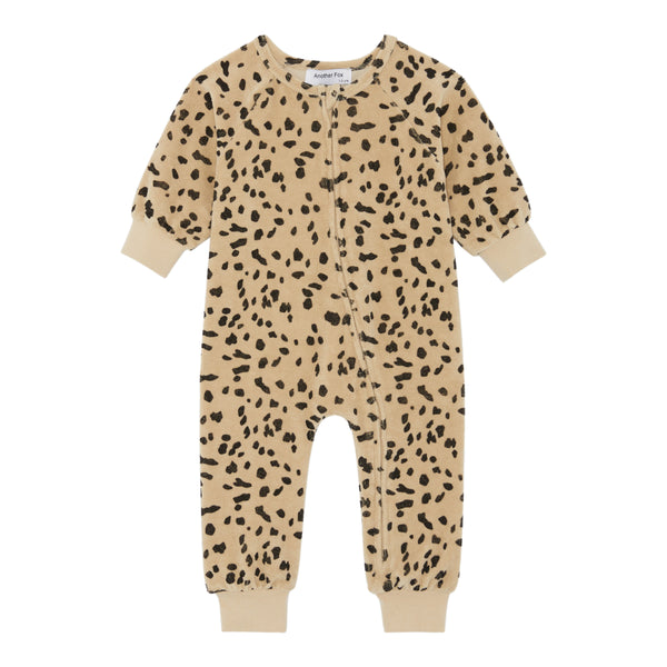 DALMATIAN TERRY TOWEL ZIP SLEEPSUIT