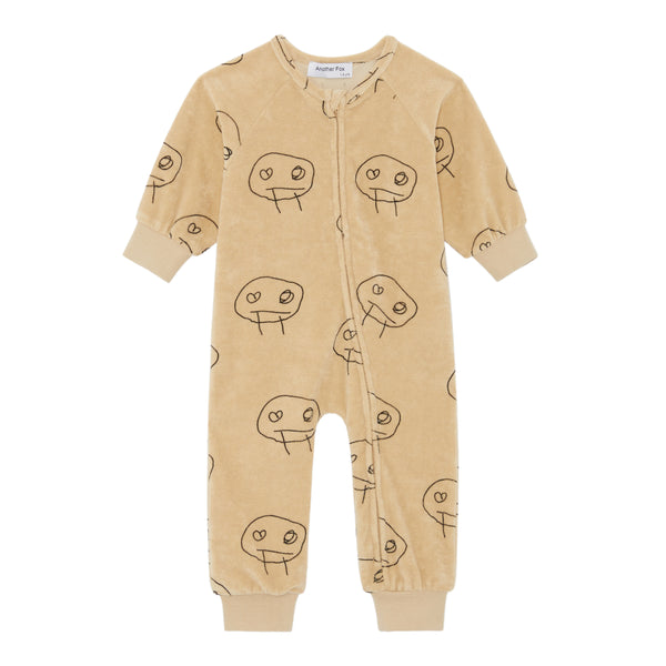 FREDS FACE TERRY TOWEL SLEEPSUIT