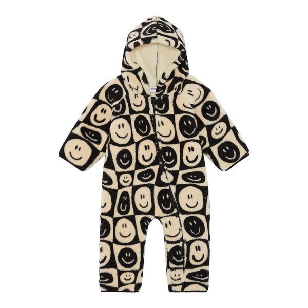 FACE CHECKERBOARD SHERPA BABY PRAMSUIT