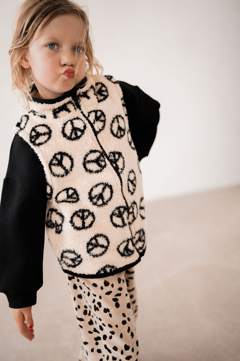 PEACE SIGN FLUFFY KIDS GILET