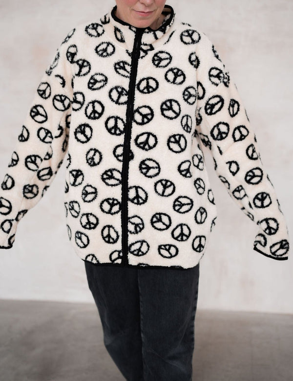 PEACE SIGN FLUFFY ADULT JACKET