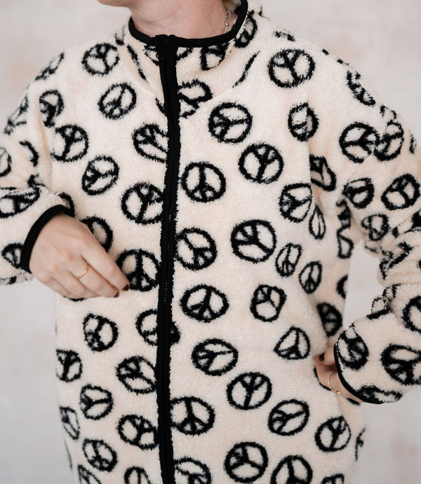 PEACE SIGN FLUFFY ADULT JACKET